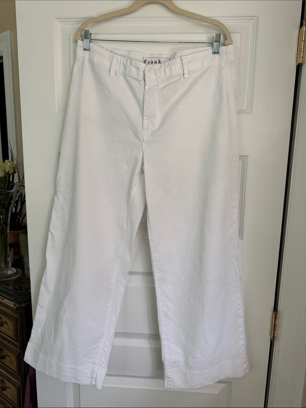Frank & Eileen White Wide-Leg Linen 12 Pants